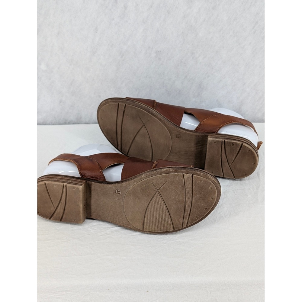Miz Mooz Denver Brown Leather Slingback Flat Sandals Womens 38 Made in Portugal - Picture 8 of 10